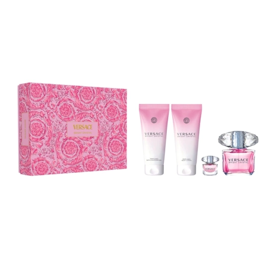 Versace Bright Crystal woda toaletowa spray 90 ml 5 ml żel pod prysznic 100 ml balsam do ciała 100 ml