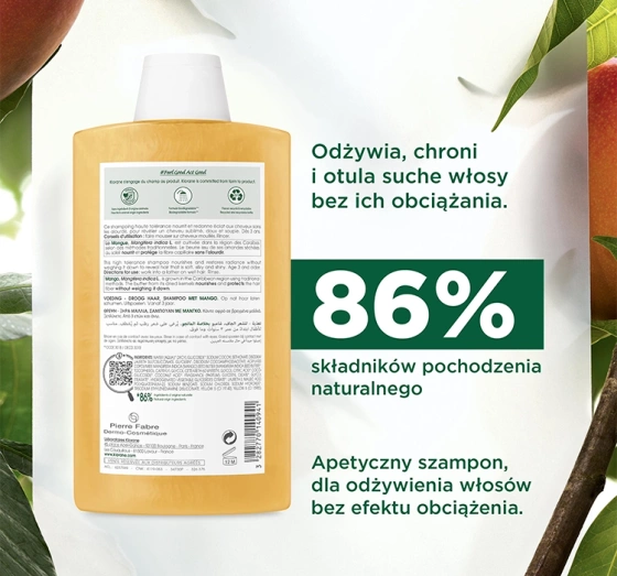 Klorane Mango szampon do włosów suchych 400 ml