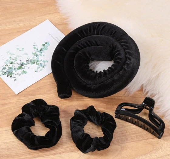 Sister Young Lisa zestaw do kręcenia włosów wałek 2 scrunchie klips Black