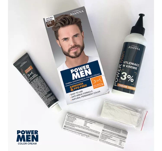 Joanna Power Men Color Cream farba do włosów dla mężczyzn 04 Natural Brown
