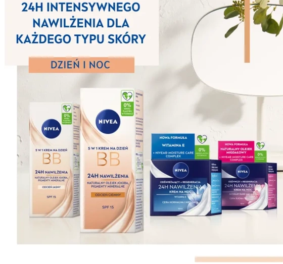 NIVEA 24h Nawilżenia krem BB 5w1 na dzień SPF15 odcień ciemny 50 ml