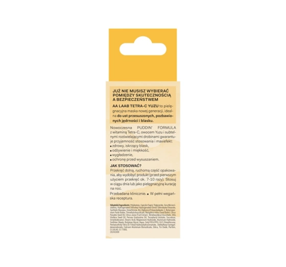 AA LAAB Tetra-C Yuzu Puddin' Formula Firm&Glow maska do ust 15 g