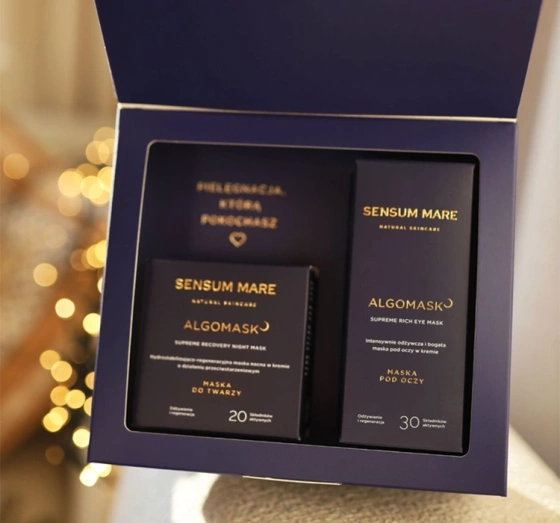 Sensum Mare Algogift zestaw kosmetyków do pielęgnacji nocna maska do twarzy Algomask 50 ml bogata maska pod oczy Algomask 15 ml