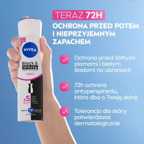 NIVEA Black&White Invisible Clear antyperspirant w sprayu dla kobiet 150 ml