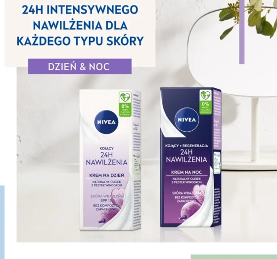 NIVEA 24h Nawilżenia kojący krem do twarzy na dzień SPF15 50 ml