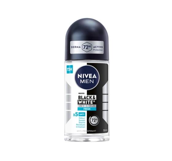 NIVEA MEN Black&White Invisible Fresh antyperspirant roll-on dla mężczyzn 50 ml