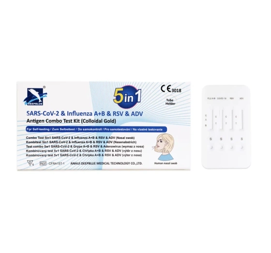 Deepblue Combo domowy test antygenowy 5w1 na COVID-19 Grypa A B RSV Adenowirus