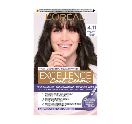 L'Oréal Paris Excellence Cool Creme farba do włosów 4.11 Ultrapopielaty brąz