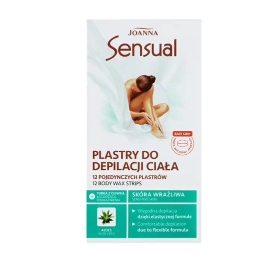 Joanna Sensual plastry do depilacji nóg i ciała z aloesem dla skóry wrażliwej 12 sztuk