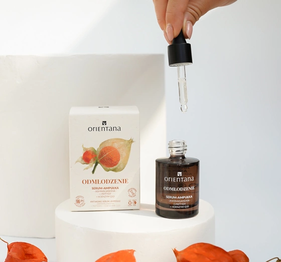Orientana ampułka serum odmładzające Ashwagandha Peptydy Koenzym Q10 30ml
