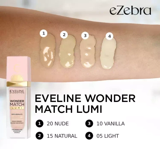 Eveline Cosmetics Wonder Match Lumi luksusowy podkład rozświetlający 10 Vanilla 30 ml
