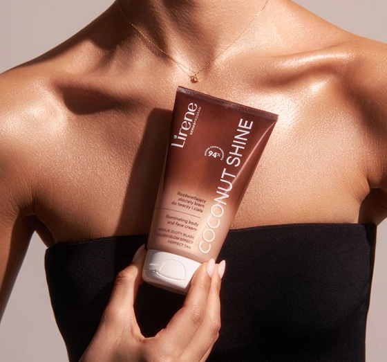 Lirene Perfect Tan rozświetlający złocisty krem do twarzy i ciała Coconut Shine 150 ml
