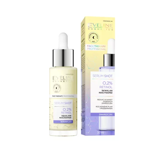 Eveline Cosmetics Serum Shot 0,2% Retinol przeciwzmarszczkowe serum do twarzy, szyi i dekoltu 30 ml