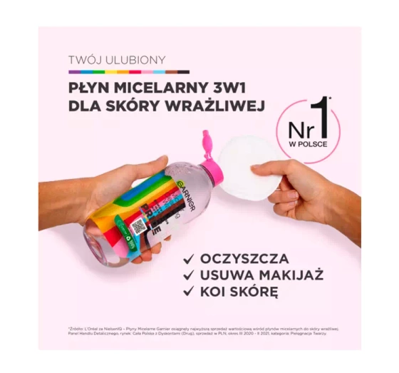 Garnier płyn micelarny 3w1 do skóry wrażliwej Pride Edition 400 ml