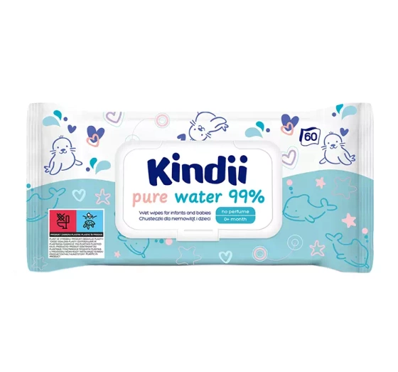 Cleanic Kindii Pure Water 99% nawilżane chusteczki dla dzieci 60 sztuk