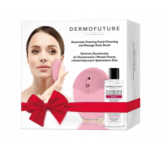 Dermofuture soniczna szczoteczka z automatycznym spienianiem różowa żel micelarny 150ml