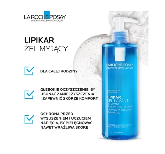 La Roche-Posay Lipikar żel myjący do twarzy i ciała skóra wrażliwa 1000 ml