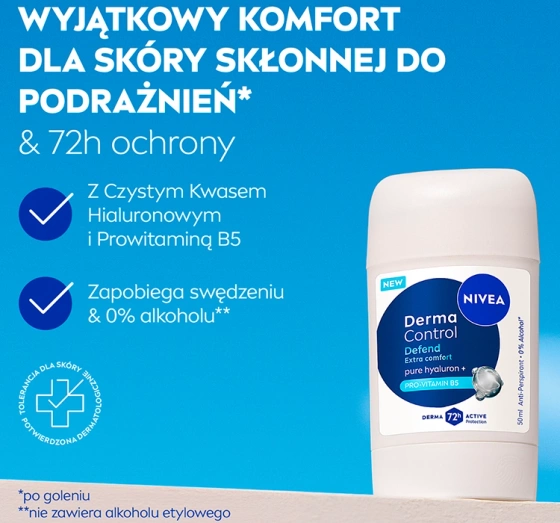 NIVEA Derma Control antyperspirant w sztyfcie dla kobiet Defend 50 ml