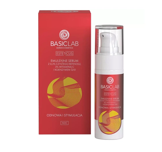 BasicLab Esteticus emulsyjne serum do twarzy z 0,3% czystego retinolu na noc 30 ml