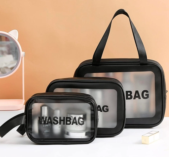 eCarla Washbag zestaw kosmetyczek Czarny 3 sztuki