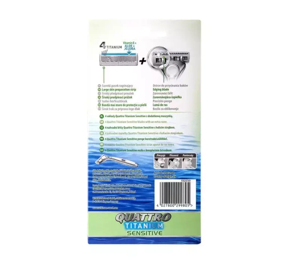 Wilkinson Sword Quattro Titanium Sensitive maszynka do golenia dla mężczyzn rączka 5 wkładów