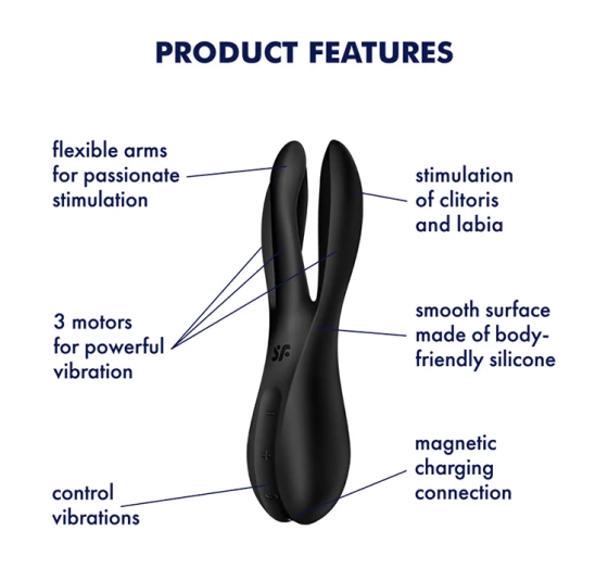 Satisfyer Threesome 2 wibrator z trzema elastycznymi ramionami Black