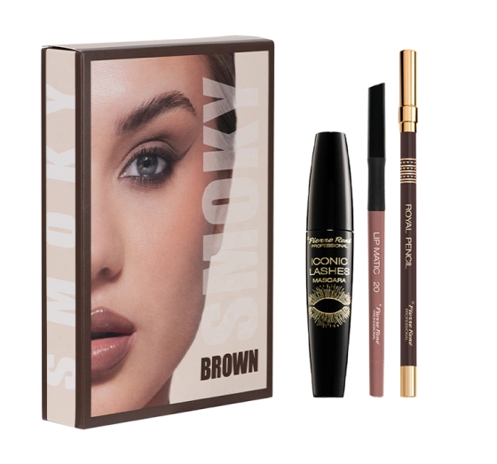 Pierre Rene Smoky Brown zestaw do makijażu kredka do oczu konturówka tusz do rzęs