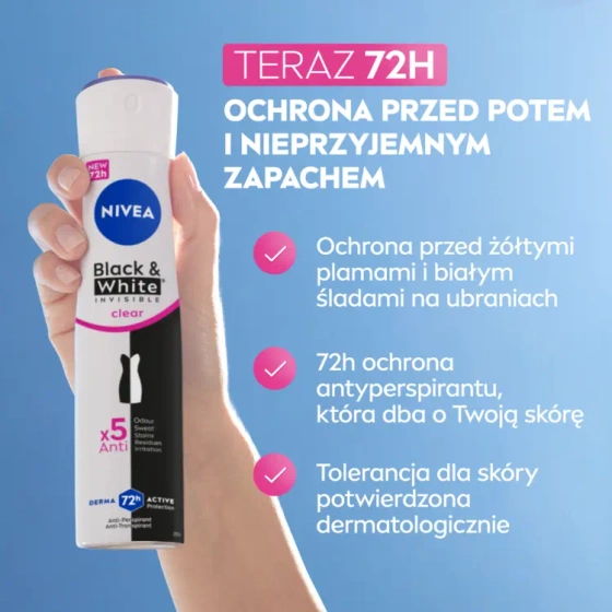NIVEA Black&White Invisible Clear antyperspirant w sprayu dla kobiet 250 ml