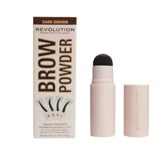 Makeup Revolution Brow Powder zestaw do brwi stempel szablony Dark Brown
