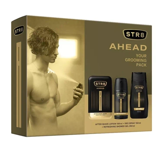 STR8 Ahead woda po goleniu 100 ml dezodorant spray 150 ml żel pod prysznic 250 ml