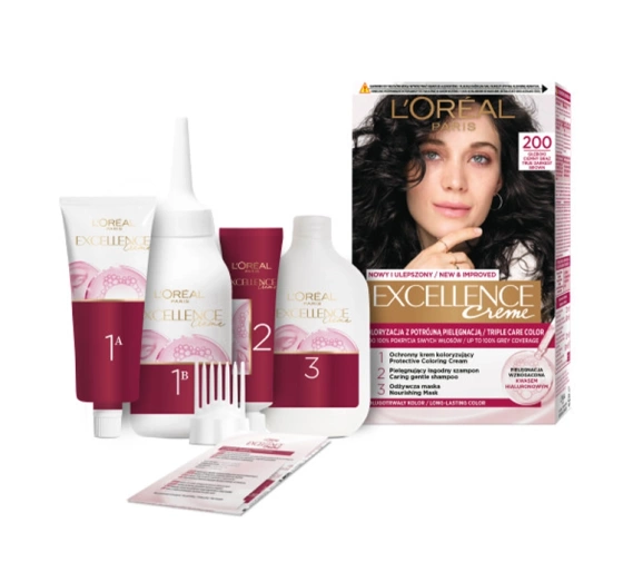 L’Oréal Paris Excellence Créme trwała farba do włosów 200 Głęboki Ciemny Brąz