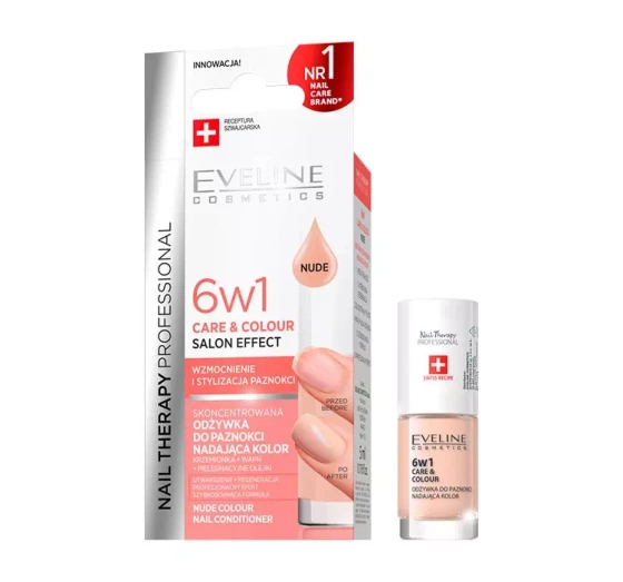 Eveline Cosmetics Nail Therapy 6w1 Care&Colour Salon Effect odżywka do paznokci Nude 5 ml