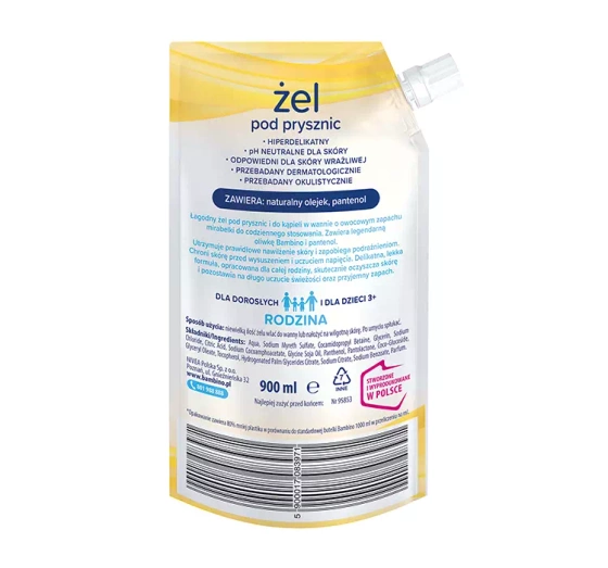 Bambino Rodzina żel pod prysznic hiperdelikatny Mirabelka refill 900 ml