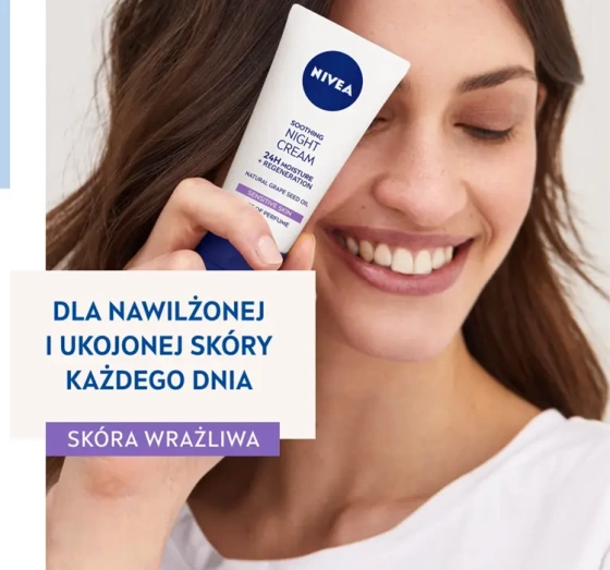 NIVEA 24h Nawilżenia kojąco-regenerujący krem do twarzy na noc 50 ml