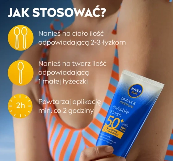 NIVEA SUN Protect&Moisture Invisible Finish balsam do opalania SPF50 150 ml