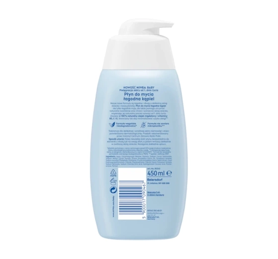NIVEA BABY płyn do mycia łagodna kąpiel dla dzieci z pompką 450 ml