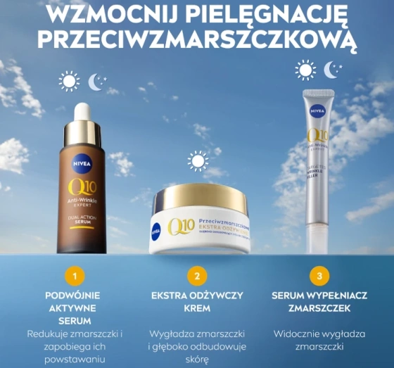 NIVEA Q10 Przeciwzmarszczkowe Ekstra Odżywienie głęboko odbudowujący krem na dzień SPF15 50 ml