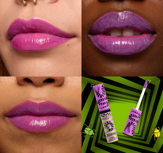 NYX Professional Makeup × Beetlejuice Sandworm Swirl błyszczyk do ust 02 Green Purple 10 ml