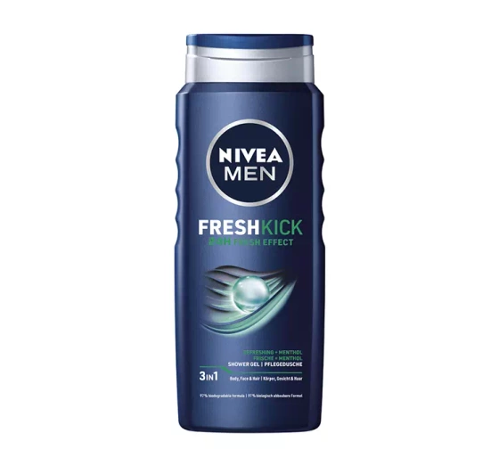 NIVEA MEN Fresh Kick chłodzący żel pod prysznic do twarzy ciała i włosów 500 ml