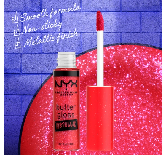 NYX Professional Makeup Butter Gloss Metallic błyszczyk do ust 09 Sparkly Red 8 ml