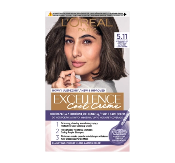 L'Oréal Paris Excellence Cool Creme farba do włosów 5.11 Ultrapopielaty jasny brąz