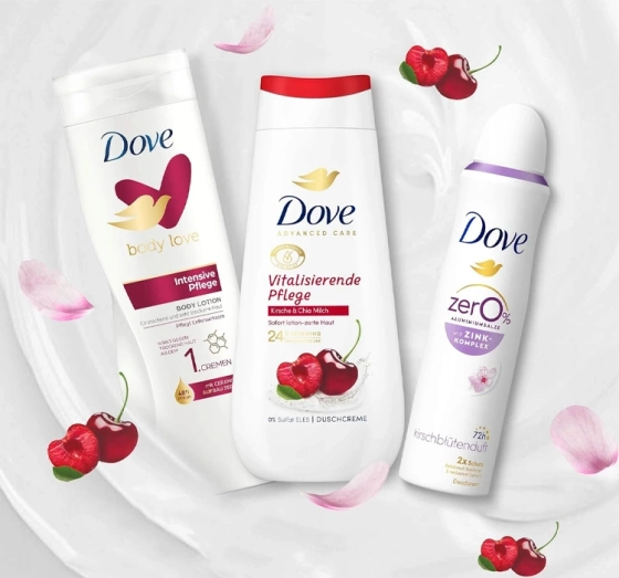 Dove zestaw żel pod prysznic 225 ml balsam do ciała 400 ml dezodorant spray 150 ml