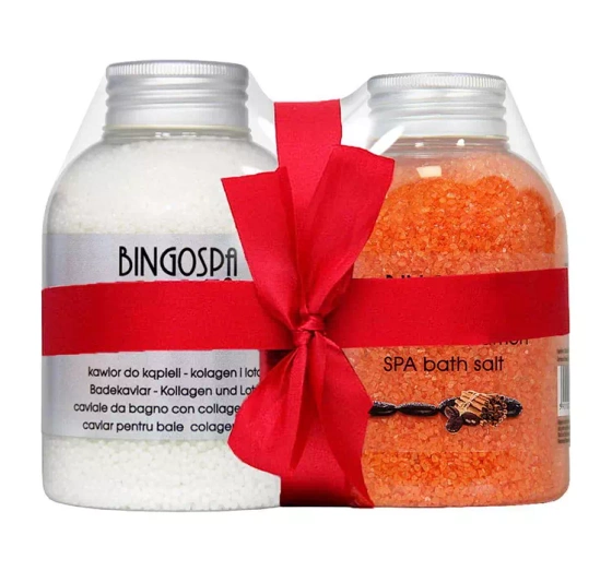 BingoSpa zestaw kawior do kąpieli Kolagen 380 g sól antycellulitowa Kofeina Cynanom 600 g