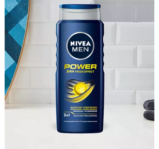 NIVEA MEN Power Fresh żel pod prysznic 3w1 dla mężczyzn 500 ml