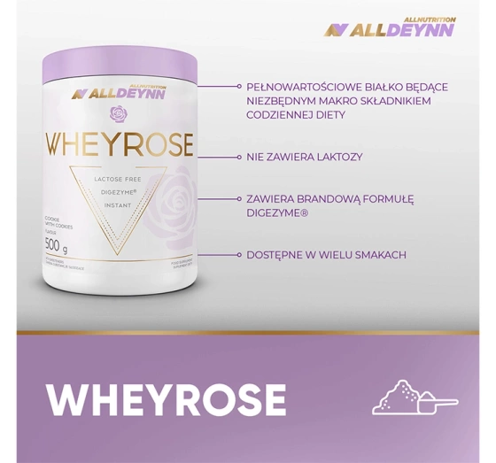 Allnutrition Alldeynn Wheyrose białko suplement diety Cookie With Cookies 500 g