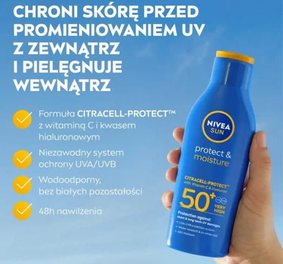 NIVEA SUN Protect&Moisture nawilżający balsam do opalania SPF50 200 ml