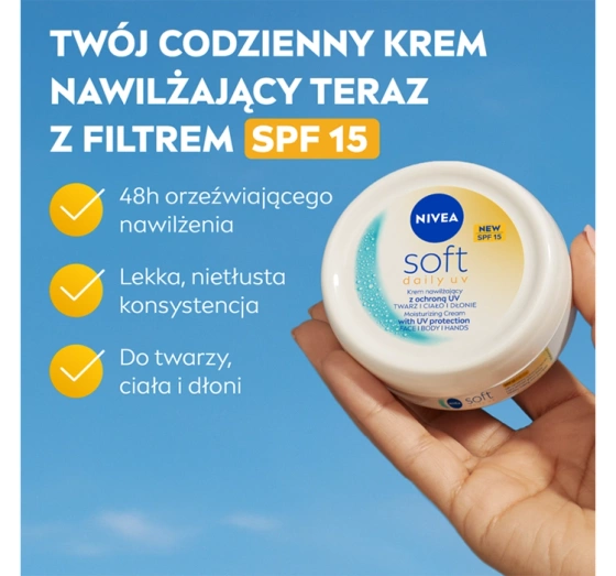NIVEA Soft Daily UV SPF15 intensywnie nawilżający krem do twarzy 100 ml