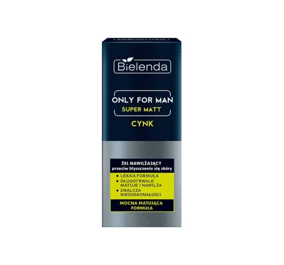 Bielenda Only for Man Super Matt Cynk żel nawilżający przeciw błyszczeniu się skóry 50 ml