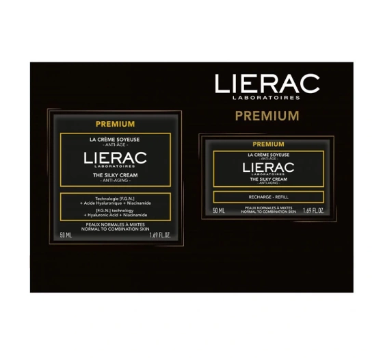 Lierac Premium zestaw jedwabisty krem przeciwzmarszczkowy 50 ml refill kremu 50 ml