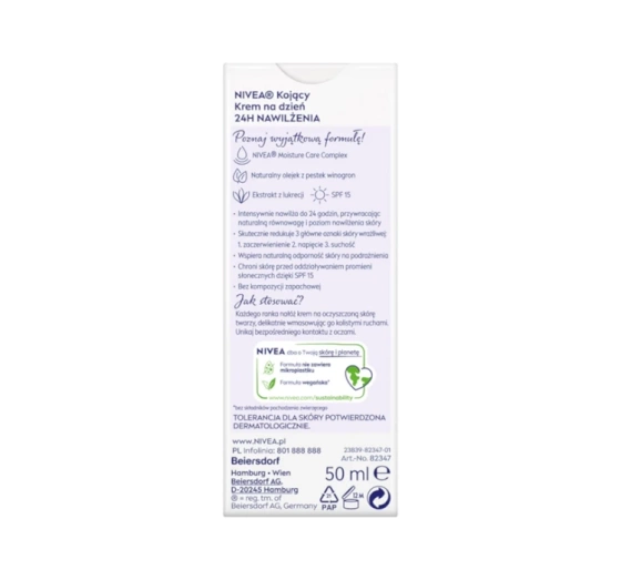 NIVEA 24h Nawilżenia kojący krem do twarzy na dzień SPF15 50 ml